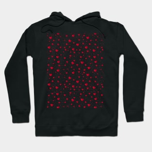 Abstract Red Heart Pattern Hoodie